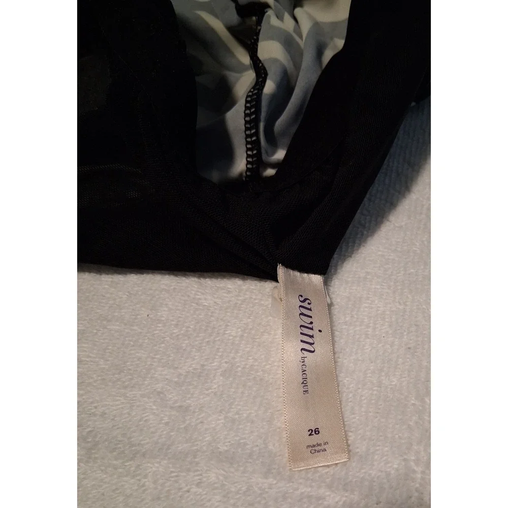 Lane Bryant Black White Swim Tankini Adjustable Straps Women's Size 26